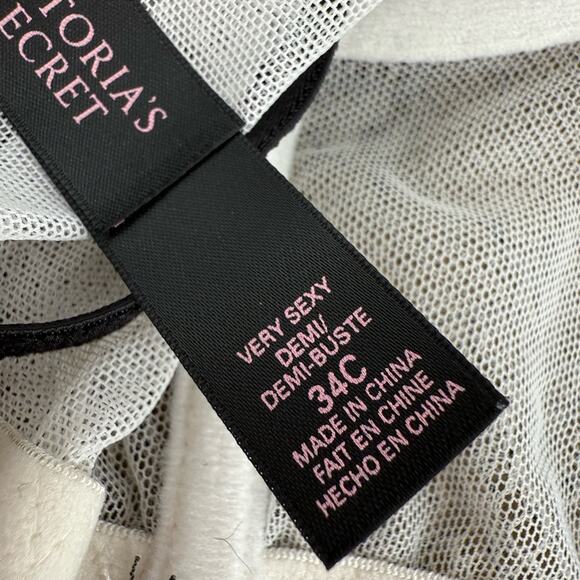 Victoria's Secret White and Black Lace Very Sexy Buste Demi Size 34C - Picture 7 of 7